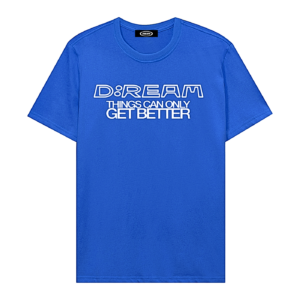“Things Can Only Get Better” D:REAM Cotton Tee – Colourful Blue